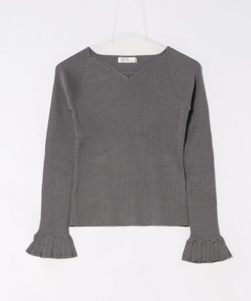 12Twelve Agenda(トゥエルブ アジェンダ)の「ハートネックフレアスリーブニットプルオーバー(ニット/セーター・レディース・チャコールグレー/グレイッシュベージュ/サックスブルー・M)」の1枚目の写真