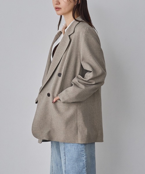 hunch（ハンチ）の「【WEB限定/別注】【セットアップ対応】杢調ライトダブルテーラードジャケット　セレモニー/オケージョン/オフィスカジュアル/通勤（テーラードジャケット・レディース・チャコール/ベージュ/ブラック・FREE）」の7枚目の写真