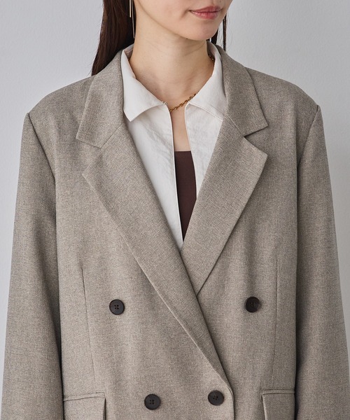 hunch（ハンチ）の「【WEB限定/別注】【セットアップ対応】杢調ライトダブルテーラードジャケット　セレモニー/オケージョン/オフィスカジュアル/通勤（テーラードジャケット・レディース・チャコール/ベージュ/ブラック・FREE）」の9枚目の写真
