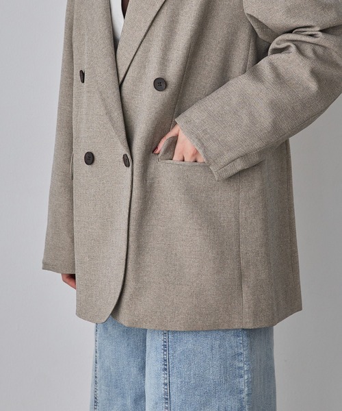 hunch（ハンチ）の「【WEB限定/別注】【セットアップ対応】杢調ライトダブルテーラードジャケット　セレモニー/オケージョン/オフィスカジュアル/通勤（テーラードジャケット・レディース・チャコール/ベージュ/ブラック・FREE）」の11枚目の写真