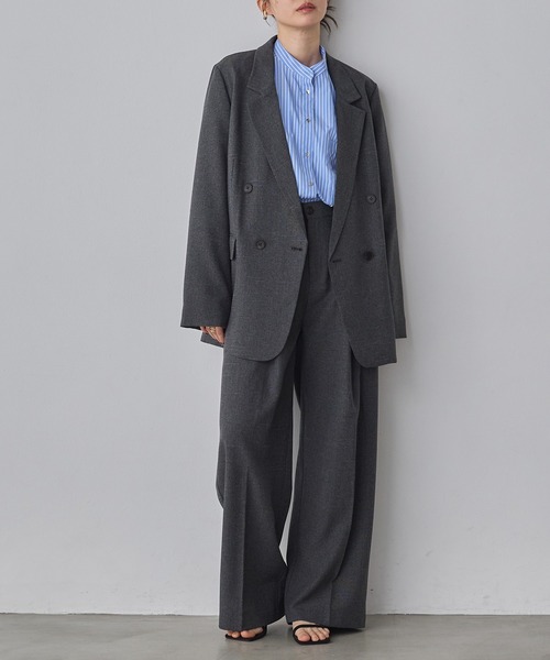 hunch（ハンチ）の「【WEB限定/別注】【セットアップ対応】杢調ライトダブルテーラードジャケット　セレモニー/オケージョン/オフィスカジュアル/通勤（テーラードジャケット・レディース・チャコール/ベージュ/ブラック・FREE）」の4枚目の写真