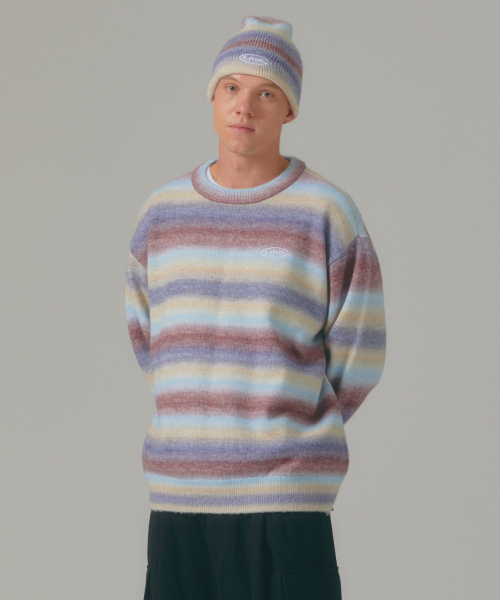 OVAL OMBRE BRUSHED KNIT SWEATER brown