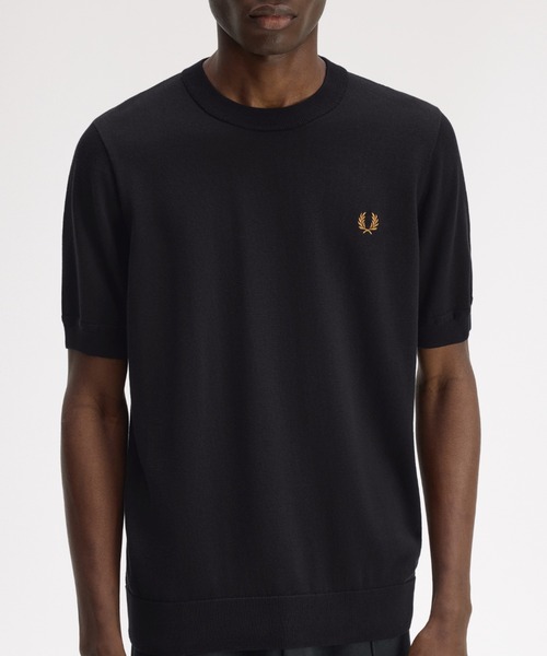 FRED PERRY(フレッドペリー)の「Cotton Knitted T-Shirt/コットンニットTシャツ(ニット/セーター・メンズ・ネイビー/セージグリーン/グレー/ベージュ/ダークグリーン/ブラック・M/L/S)」の1枚目の写真