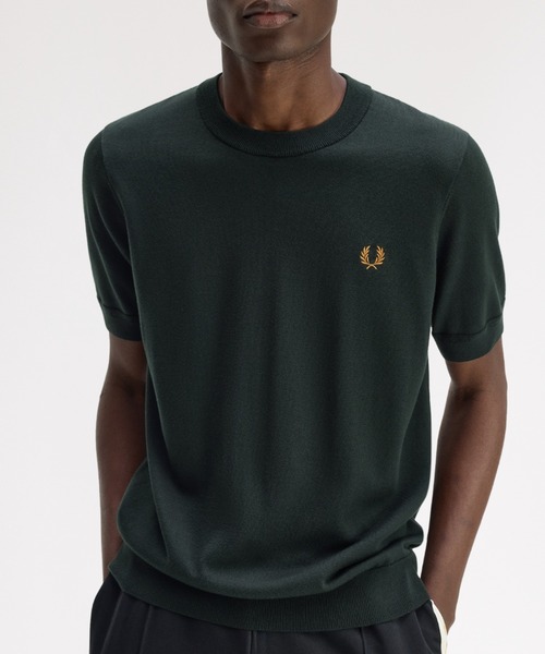 FRED PERRY(フレッドペリー)の「Cotton Knitted T-Shirt/コットンニットTシャツ(ニット/セーター・メンズ・ネイビー/セージグリーン/グレー/ベージュ/ダークグリーン/ブラック・M/L/S)」の4枚目の写真