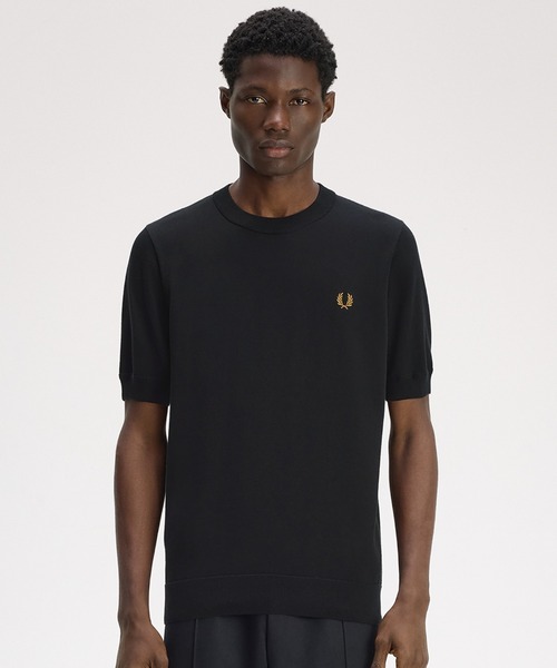 FRED PERRY(フレッドペリー)の「Cotton Knitted T-Shirt/コットンニットTシャツ(ニット/セーター・メンズ・ネイビー/セージグリーン/グレー/ベージュ/ダークグリーン/ブラック・M/L/S)」の13枚目の写真