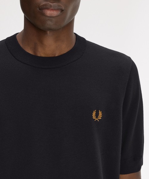 FRED PERRY(フレッドペリー)の「Cotton Knitted T-Shirt/コットンニットTシャツ(ニット/セーター・メンズ・ネイビー/セージグリーン/グレー/ベージュ/ダークグリーン/ブラック・M/L/S)」の12枚目の写真