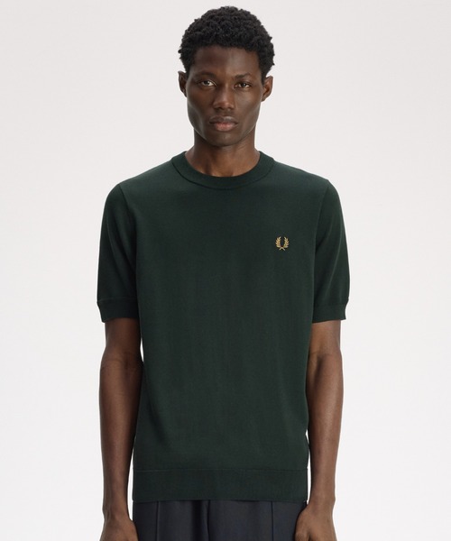 FRED PERRY(フレッドペリー)の「Cotton Knitted T-Shirt/コットンニットTシャツ(ニット/セーター・メンズ・ネイビー/セージグリーン/グレー/ベージュ/ダークグリーン/ブラック・M/L/S)」の8枚目の写真