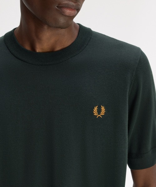 FRED PERRY(フレッドペリー)の「Cotton Knitted T-Shirt/コットンニットTシャツ(ニット/セーター・メンズ・ネイビー/セージグリーン/グレー/ベージュ/ダークグリーン/ブラック・M/L/S)」の7枚目の写真