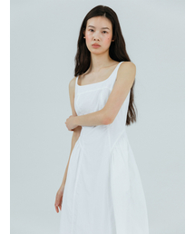 Volume Shirring Sleeveless Dress Ivory