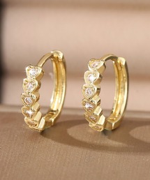 YU-KA:ハートビジューフープピアス Heart bijou hoop pierce