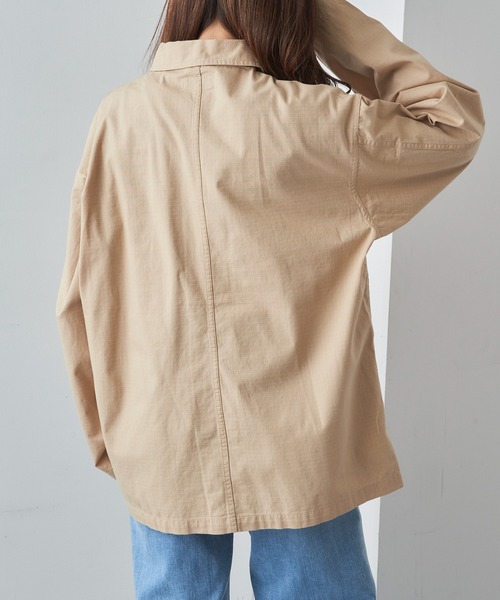MAGASIN DE MODE Brew(マガジンデモードブリュー)の「【MAGASIN DE MODE Brew】ミリタリーオーバーシャツ コットン100% リップストップ生地 6170-8071 MNY(シャツ/ブラウス・メンズ・ベージュ/カーキ/ブルー・LL/M/L)」の14枚目の写真