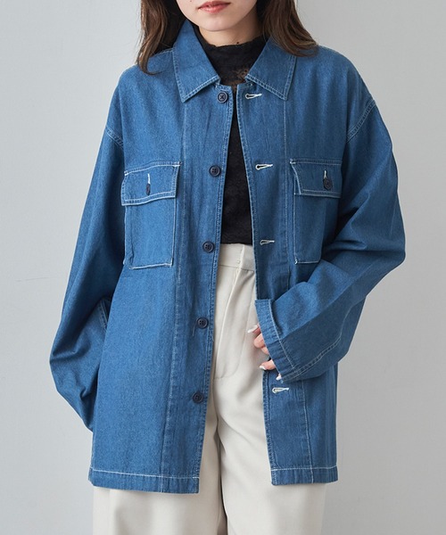MAGASIN DE MODE Brew(マガジンデモードブリュー)の「【MAGASIN DE MODE Brew】ミリタリーオーバーシャツ コットン100% リップストップ生地 6170-8071 MNY(シャツ/ブラウス・メンズ・ベージュ/カーキ/ブルー・LL/M/L)」の5枚目の写真