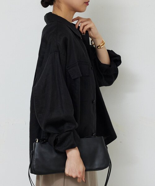 GALLARDAGALANTE（ガリャルダガランテ）の「リネンミリタリーシャツブルゾン（ベスト・レディース・カーキ/ブラック・FREE）」の14枚目の写真