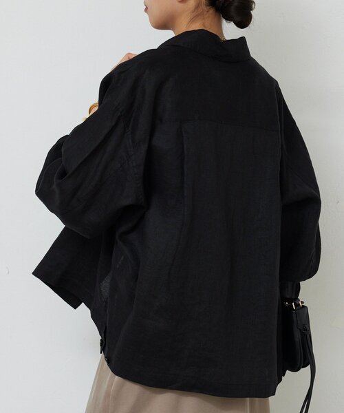 GALLARDAGALANTE（ガリャルダガランテ）の「リネンミリタリーシャツブルゾン（ベスト・レディース・カーキ/ブラック・FREE）」の15枚目の写真