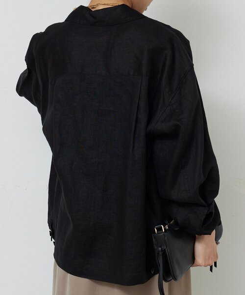 GALLARDAGALANTE（ガリャルダガランテ）の「リネンミリタリーシャツブルゾン（ベスト・レディース・カーキ/ブラック・FREE）」の16枚目の写真