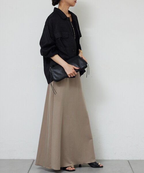 GALLARDAGALANTE（ガリャルダガランテ）の「リネンミリタリーシャツブルゾン（ベスト・レディース・カーキ/ブラック・FREE）」の19枚目の写真