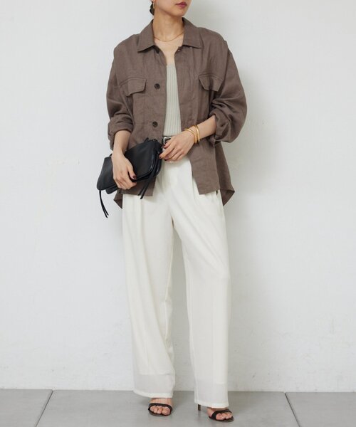 GALLARDAGALANTE（ガリャルダガランテ）の「リネンミリタリーシャツブルゾン（ベスト・レディース・カーキ/ブラック・FREE）」の12枚目の写真