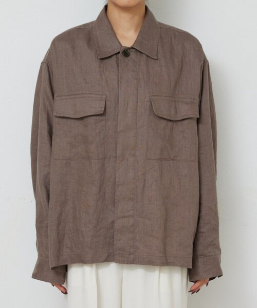 GALLARDAGALANTE（ガリャルダガランテ）の「リネンミリタリーシャツブルゾン（ベスト・レディース・カーキ/ブラック・FREE）」の3枚目の写真