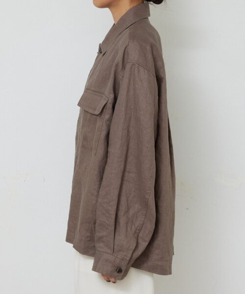 GALLARDAGALANTE（ガリャルダガランテ）の「リネンミリタリーシャツブルゾン（ベスト・レディース・カーキ/ブラック・FREE）」の4枚目の写真