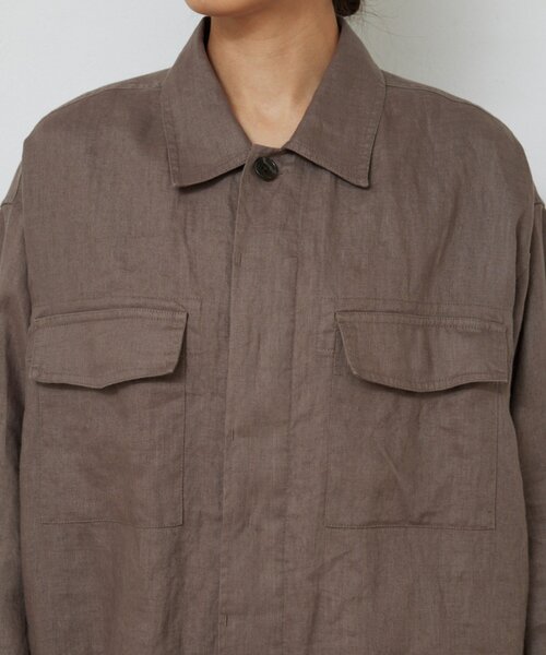 GALLARDAGALANTE（ガリャルダガランテ）の「リネンミリタリーシャツブルゾン（ベスト・レディース・カーキ/ブラック・FREE）」の6枚目の写真