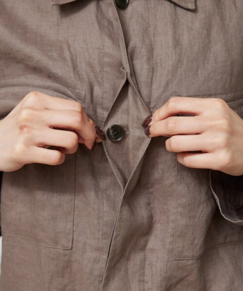 GALLARDAGALANTE（ガリャルダガランテ）の「リネンミリタリーシャツブルゾン（ベスト・レディース・カーキ/ブラック・FREE）」の8枚目の写真
