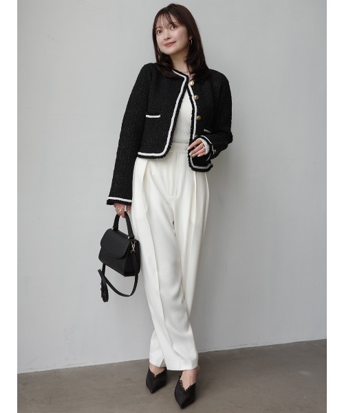 anuans(アニュアンス)の「クラシカルノーカラーニットジャケット(カーディガン/ボレロ・レディース・ネイビー/ブラック/ライトベージュ・S/M)」の16枚目の写真