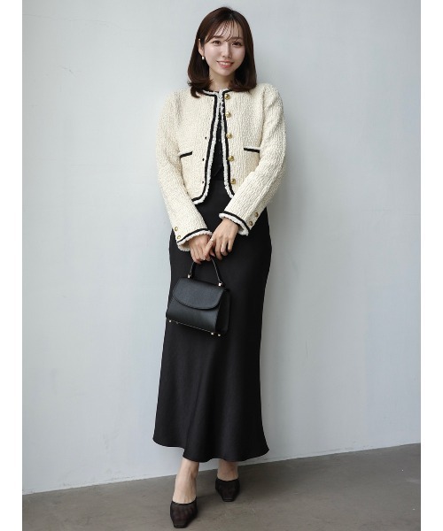 anuans(アニュアンス)の「クラシカルノーカラーニットジャケット(カーディガン/ボレロ・レディース・ネイビー/ブラック/ライトベージュ・S/M)」の13枚目の写真