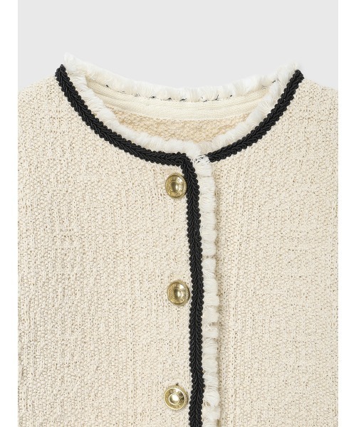 anuans(アニュアンス)の「クラシカルノーカラーニットジャケット(カーディガン/ボレロ・レディース・ネイビー/ブラック/ライトベージュ・S/M)」の19枚目の写真