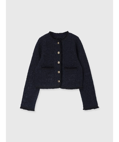 クラシカルノーカラーニットジャケット（カーディガン/ボレロ