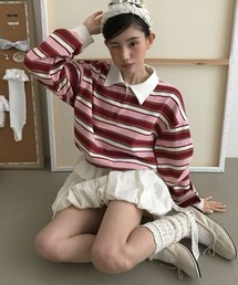 STAY MOTION（ステイモーション）の「【WEB限定】レースボーダー長袖ポロシャツ［韓国ファッション カジュアル］（ポロシャツ）」