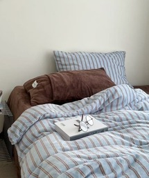 Fun & Daily（ファンアンドデイリー）の「F&D : 3ピース ストライプフリース ベッドカバー 枕カバー 寝具(シングル)（寝具）」