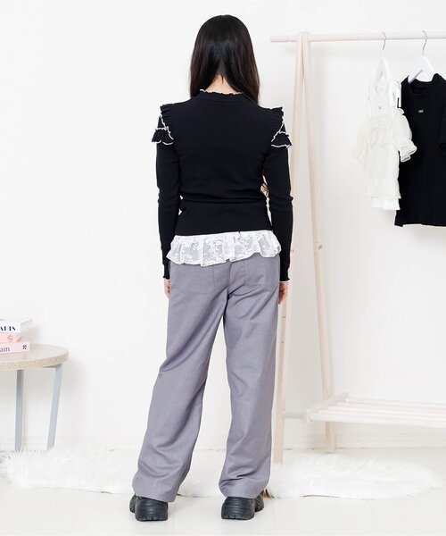 algy(アルジー)の「フリルリブロンT(Tシャツ/カットソー・キッズ・オフホワイト/アイボリー/ブラック・140/130/160/150)」の16枚目の写真