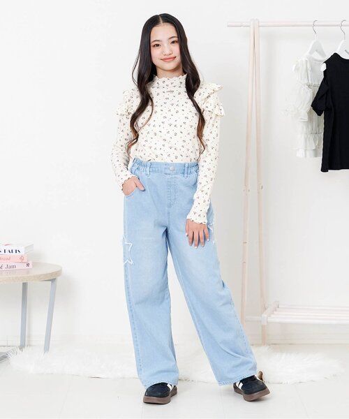 algy(アルジー)の「フリルリブロンT(Tシャツ/カットソー・キッズ・オフホワイト/アイボリー/ブラック・140/130/160/150)」の5枚目の写真