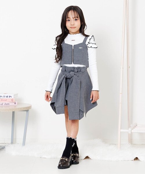 algy(アルジー)の「フリルリブロンT(Tシャツ/カットソー・キッズ・オフホワイト/アイボリー/ブラック・140/130/160/150)」の8枚目の写真