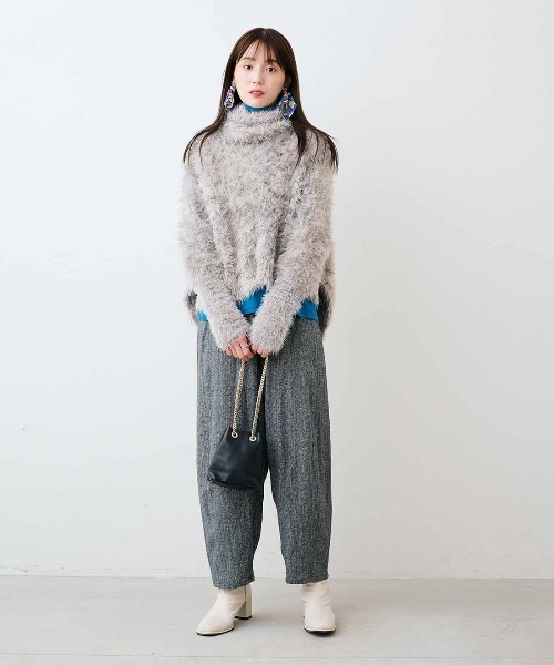 mensha!(メンシャ)の「mensha!ガーゼフライスが気持ちいいカットソータートルネックトップス(Tシャツ/カットソー・レディース・ライム/レッド/ライトピンク/ブルー・M/L/LL)」の6枚目の写真