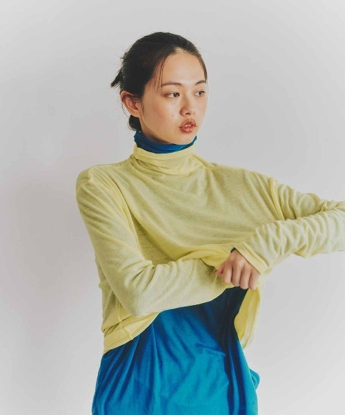 mensha!(メンシャ)の「mensha!ガーゼフライスが気持ちいいカットソータートルネックトップス(Tシャツ/カットソー・レディース・ライム/レッド/ライトピンク/ブルー・M/L/LL)」の11枚目の写真