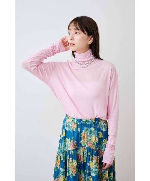 mensha!(メンシャ)の「mensha!ガーゼフライスが気持ちいいカットソータートルネックトップス(Tシャツ/カットソー・レディース・ライム/レッド/ライトピンク/ブルー・M/L/LL)」の14枚目の写真