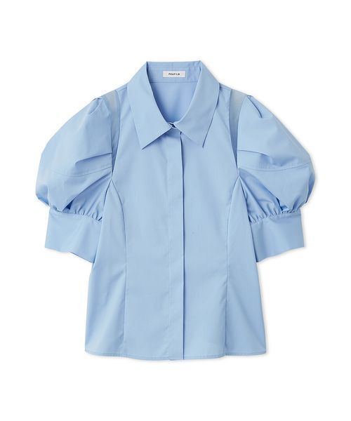 FRAY I.D(フレイアイディー)の「タックバルーンスリーブブラウス(シャツ/ブラウス・レディース・チェック/ホワイト/ブルー・F)」の3枚目の写真