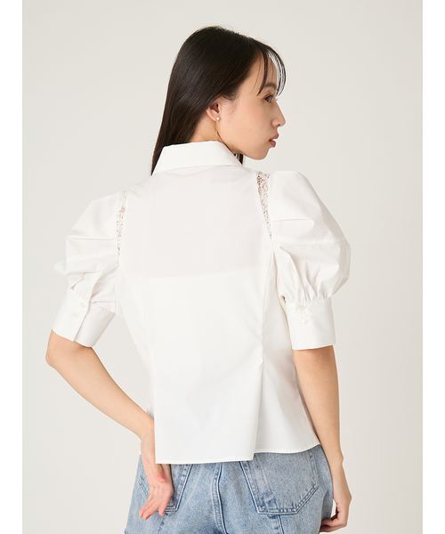 FRAY I.D(フレイアイディー)の「タックバルーンスリーブブラウス(シャツ/ブラウス・レディース・チェック/ホワイト/ブルー・F)」の5枚目の写真