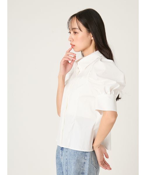 FRAY I.D(フレイアイディー)の「タックバルーンスリーブブラウス(シャツ/ブラウス・レディース・チェック/ホワイト/ブルー・F)」の6枚目の写真