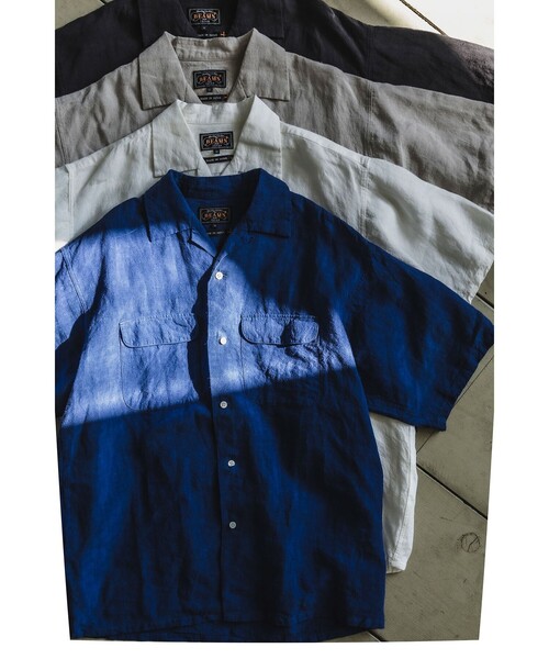BEAMS PLUS(ビームスプラス)の「Open Collar 1/40 Linen(シャツ/ブラウス・メンズ・ナチュラル/ブルー/チャコールグレー/ホワイト・X-LARGE/LARGE/MEDIUM/SMALL)」の4枚目の写真