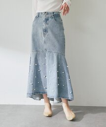 La boutique BonBon | 【今すぐお届け！・女子力UPデニム】パール付きデニムマーメイドスカート(スカート)