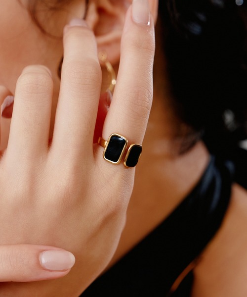 novice（ノーヴィス）の「【novice】Dual Stone Ring［Stainless］（リング・レディース・シルバー/ゴールド・FREE）」の2枚目の写真