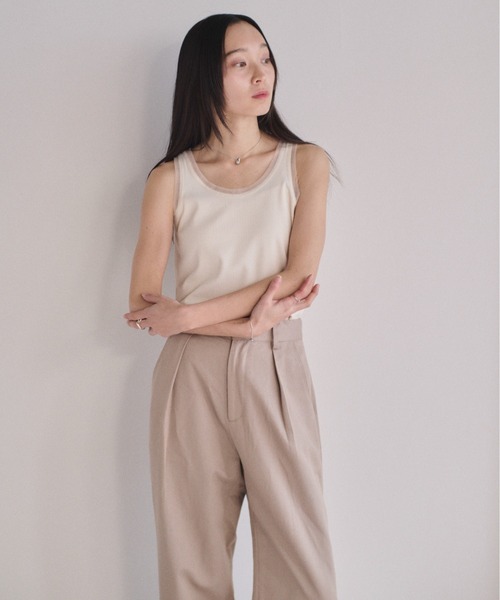 SOYEN(ソイエン)の「2WAYチュールレイヤードシアータンクトップ(タンクトップ・レディース・アイボリー/ブラック/グリーン・F)」の19枚目の写真