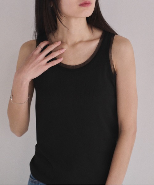SOYEN(ソイエン)の「2WAYチュールレイヤードシアータンクトップ(タンクトップ・レディース・アイボリー/ブラック/グリーン・F)」の22枚目の写真