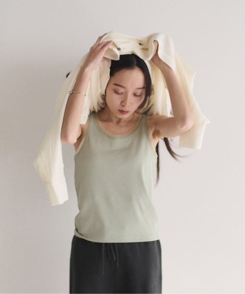 SOYEN(ソイエン)の「2WAYチュールレイヤードシアータンクトップ(タンクトップ・レディース・アイボリー/ブラック/グリーン・F)」の17枚目の写真