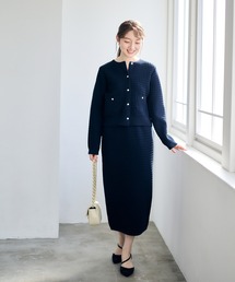鹿の子編みスカートニットセットアップ