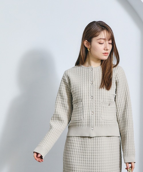 12Twelve Agenda(トゥエルブ アジェンダ)の「鹿の子編みスカートニットセットアップ(ワンピース・レディース・ネイビー/グレイッシュベージュ・M)」の12枚目の写真