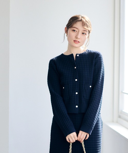 12Twelve Agenda(トゥエルブ アジェンダ)の「鹿の子編みスカートニットセットアップ(ワンピース・レディース・ネイビー/グレイッシュベージュ・M)」の20枚目の写真