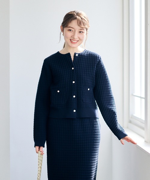 12Twelve Agenda(トゥエルブ アジェンダ)の「鹿の子編みスカートニットセットアップ(ワンピース・レディース・ネイビー/グレイッシュベージュ・M)」の22枚目の写真